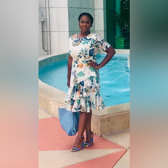 FLORAL MIDI RUFFLED DRESS - Picture 2 of 6